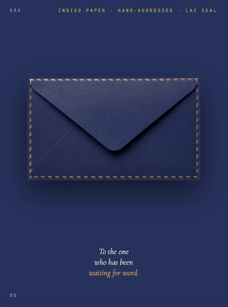 Dāk — indigo envelope with wax seal