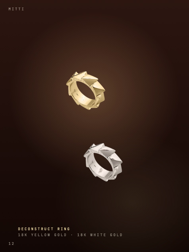 Mitti — deconstructed rings in yellow and white gold
