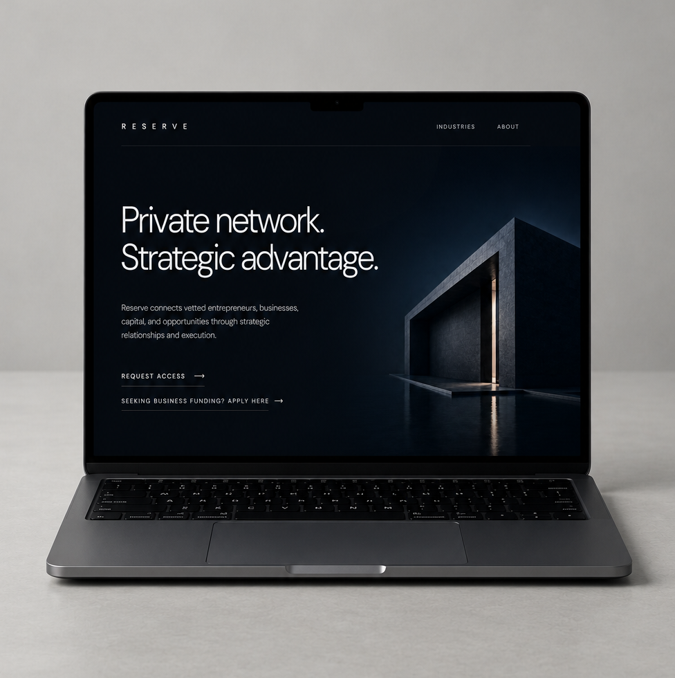 Reserve — private network site shown on a laptop
