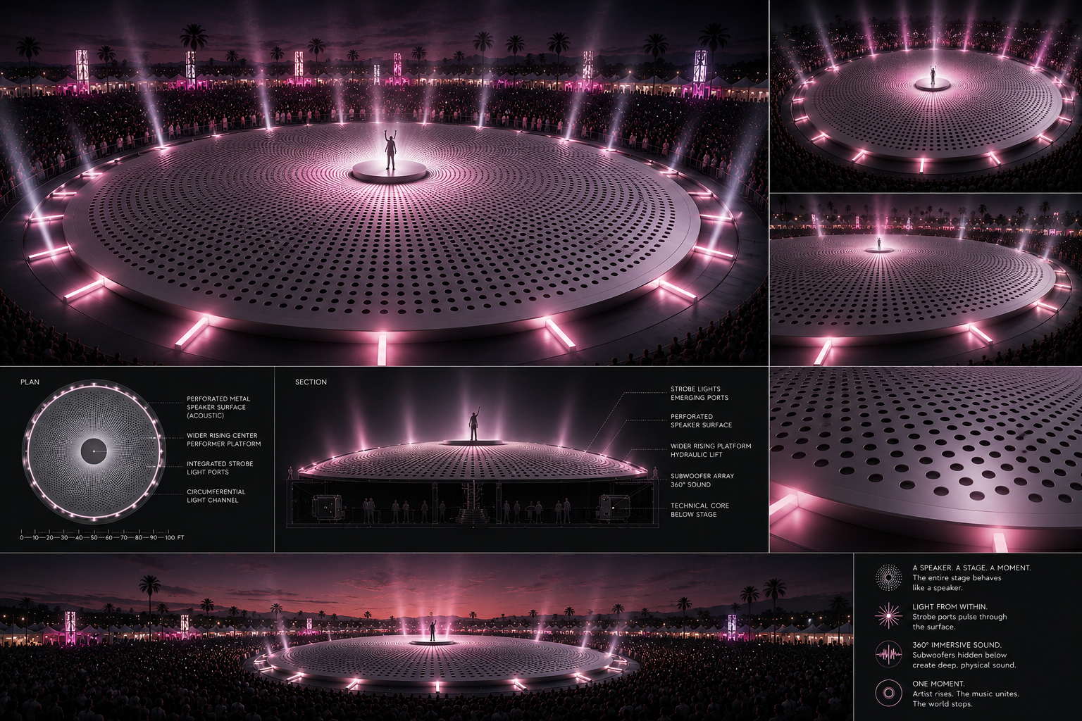360° Speaker Stage — 3D render